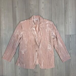 Chico's Blush Pink Crushed Velvet Blazer Single Button Jacket Size 2.5 US 14